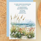 Wildflowers op het strand Baby shower Invitation Kaart