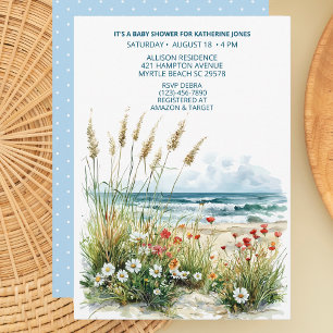 Wildflowers op het strand Baby shower Invitation Kaart