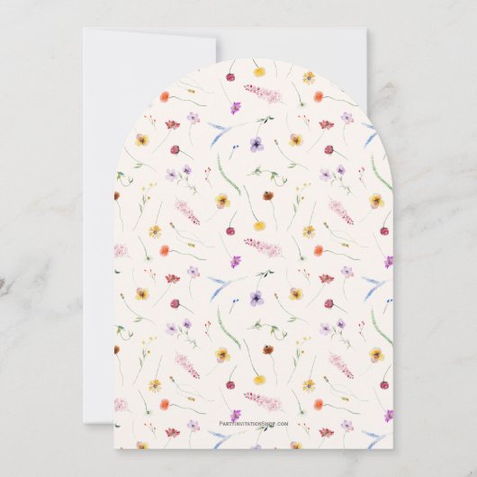 Wildflowers op Ivory Baby shower Arch Top Kaart (Achterkant)