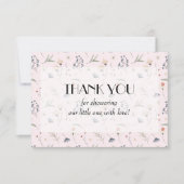Wildflowers op Pink Girl Baby shower Bedankkaart (Voorkant)