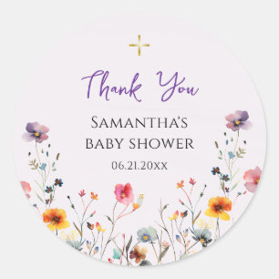 Wildflowers Orthodox Christelijk Baby shower Ronde Sticker