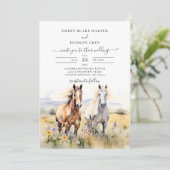 Wildflowers Paarden Schilderen Rustieke Country We Kaart (Staand voorkant)