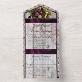 Wildflowers, Paarse lint, kant & lichten All In One Uitnodiging (Binnen)