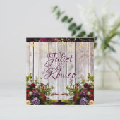 Wildflowers, Paarse lint & lichten bruiloft 2 Kaart (Staand voorkant)