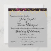 Wildflowers, Paarse lint & lichten bruiloft 2 Kaart (Achterkant)