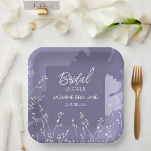 Wildflowers Paarse Shades Bloemen Bruid Papieren Bordje