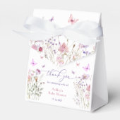 Wildflowers Paarse vlinder Baby shower dank u Bedankdoosjes (Voorkant Zijde)