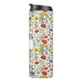 Wildflowers Patroon Kleurrijke Bloemen Custom Name Thermosbeker (Geroteerd rechts)