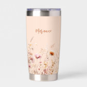 Wildflowers perzik beige naam script geïsoleerde drinkbeker (Voorkant)