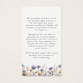 Wildflowers Photo In Loving Memory Prayer Card Visitekaartje (Achterkant)