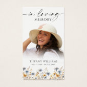 Wildflowers Photo Loving Memory Cross Prayer Card Visitekaartje (Voorkant)