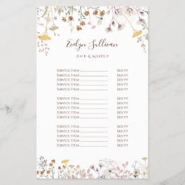 Wildflowers prijslijst flyer