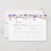 Wildflowers purple lilac bridal shower recipe card (Voorkant)