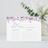 Wildflowers purple lilac bridal shower recipe card (Staand voorkant)