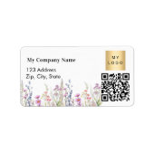 Wildflowers QR code business logo retouradres Etiket (Voorkant)