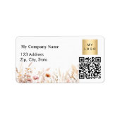 Wildflowers QR code business logo retouradres Etiket (Voorkant)