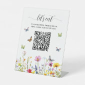 Wildflowers QR Code Vrijgezellenfeest Menu Reclamebord Met Voetstuk (Voorkant)