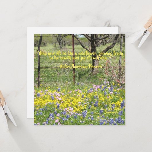 Wildflowers Quote Note Kaart (Voorkant / Achterkant in situ)
