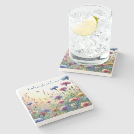 Wildflowers & Quote Stenen Onderzetter (Zijkant)