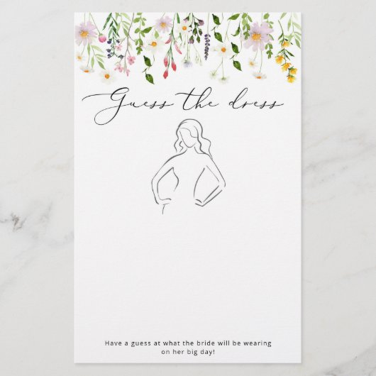 Wildflowers Raad de jurk vrijgezellenfeest spel (Voorkant)