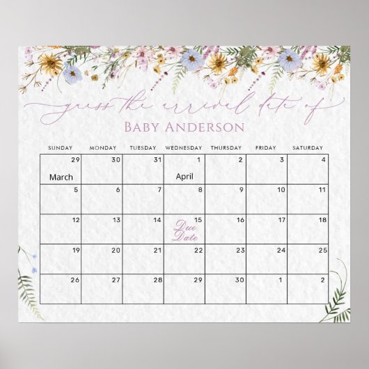 Wildflowers Raad het vervaldatum Kalender Poster (Voorkant)