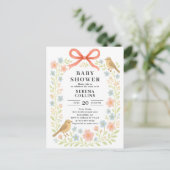 Wildflowers Red Bow Baby shower Briefkaart (Staand voorkant)