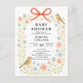 Wildflowers Red Bow Baby shower Briefkaart (Voorkant)