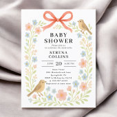 Wildflowers Red Bow Baby shower Briefkaart