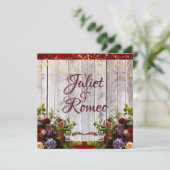 Wildflowers, Red Ribbon & Lights bruiloft 2 Kaart (Staand voorkant)