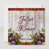 Wildflowers, Red Ribbon & Lights bruiloft 2 Kaart (Voorkant)