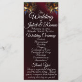 Wildflowers & Ribbon - Bourgondisch huwelijksprogr Programmakaart (Voorkant)