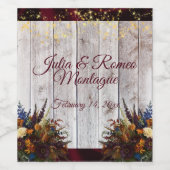 Wildflowers, Ribbon & Lights Wedding - Burgundy Wijn Etiket (Enkel label)