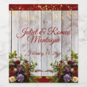 Wildflowers, Ribbon & Lights Wedding - Red Wijn Etiket (Enkel label)