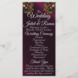 Wildflowers & Ribbon - Paarse bruiloft Programmakaart