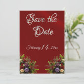 Wildflowers, Ribbon & Photo - Red Save The Date (Staand voorkant)