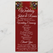 Wildflowers & Ribbon - Rode bruiloft Programmakaart (Voorkant)