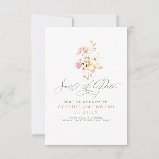 Wildflowers Romantic Save the Date (Voorkant)
