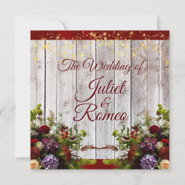 Wildflowers, rood lint & lichten bruiloft kaart