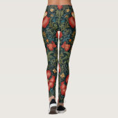 Wildflowers Rood Patroon William Morris Style Leggings (Achterkant)