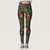 Wildflowers Rood Patroon William Morris Style Leggings (Voorkant)
