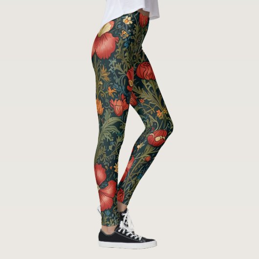 Wildflowers Rood Patroon William Morris Style Leggings (Rechts)