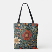 Wildflowers Rood Patroon William Morris Style Tote Bag (Achterkant)