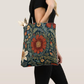 Wildflowers Rood Patroon William Morris Style Tote Bag (Dichtbij)