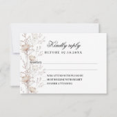 Wildflowers roos gouden huwelijksreactie RSVP-kaar RSVP Kaartje (Voorkant)