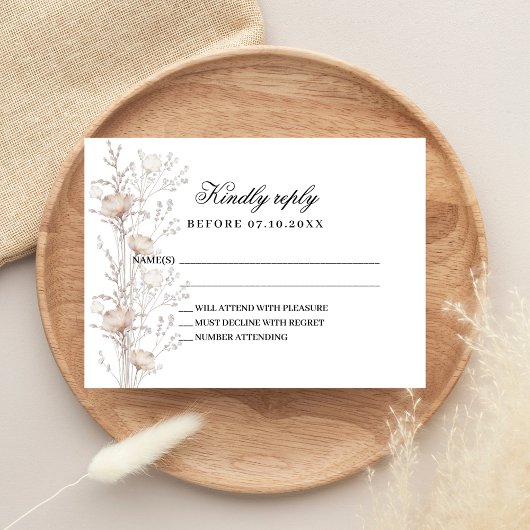 Wildflowers roos gouden huwelijksreactie RSVP-kaar RSVP Kaartje