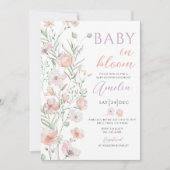 Wildflowers Roze Baby in Bloom Baby shower Kaart (Voorkant)