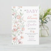Wildflowers Roze Baby in Bloom Baby shower Kaart (Staand voorkant)