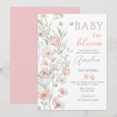 Wildflowers Roze Baby in Bloom Baby shower Kaart (Voorkant / Achterkant)