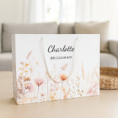 Wildflowers roze beige bruidsmeisje naam groot cadeauzakje