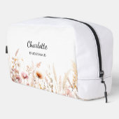 Wildflowers roze beige bruidsmeisje naam toilettasje (Rechterhoek)